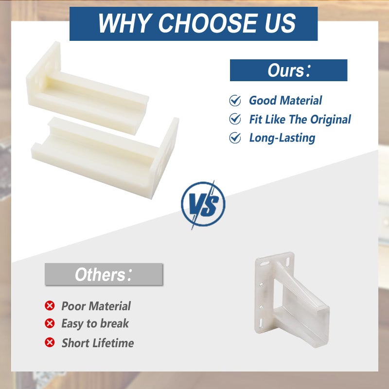 AILLSA R 7265 Drawer Track Back Plate, 3/8 in. x 1 in., Plastic, Left and Right, Beige (2 Pair) - Image 4